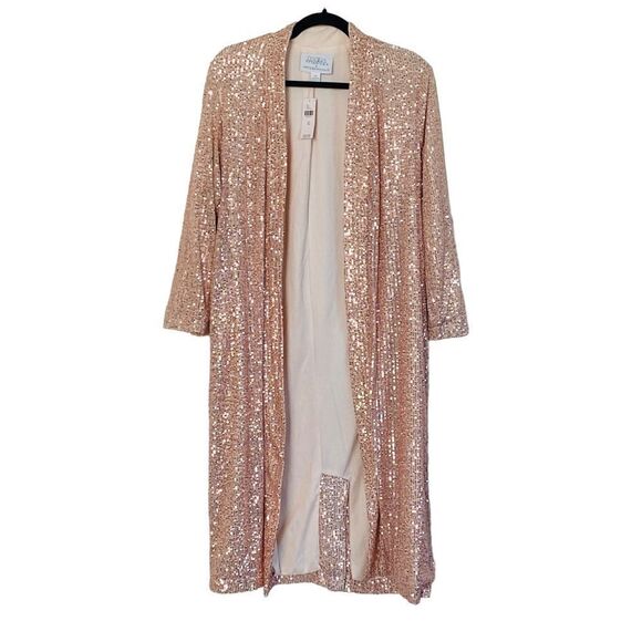 Anthropologie x Mare Mare Rose Gold Sequin Open Duster Sz XS NWT - Picture 5 of 16